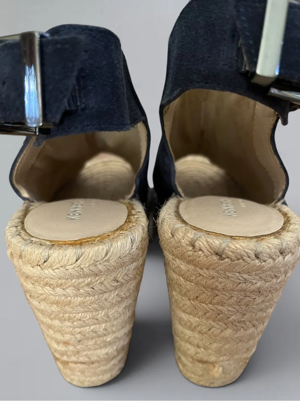 Kenneth Cole New York Olivia Navy Suede Espadrille Wedge Sandals 6.5